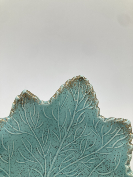 Vintage Royal Haeger Aqua Leaf Bowl – Turquoise Ceramic Dish Made in USA - Picture 2 of 5